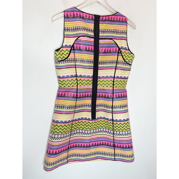 Milly Mod Neon raffia Woven Mini Dress Lined Sz 8 - Picture 3 of 9